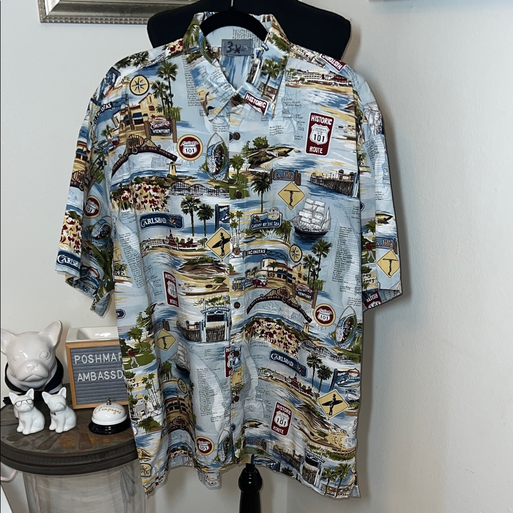 High Seas Historic Southern California Graphic Button Down Shirt Sz 3x